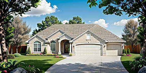 Traditional House Plan 62649 with 3 Beds, 2 Baths, 3 Car Garage Elevation
