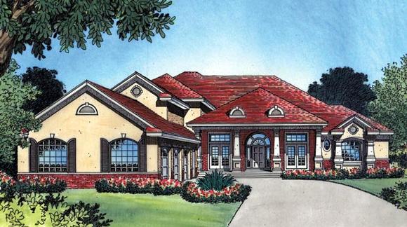 Florida, Mediterranean, Southern, Traditional House Plan 63023 with 4 Beds, 5 Baths, 3 Car Garage Elevation