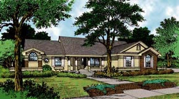 Country, One-Story, Traditional House Plan 63048 with 4 Beds, 3 Baths, 2 Car Garage Elevation