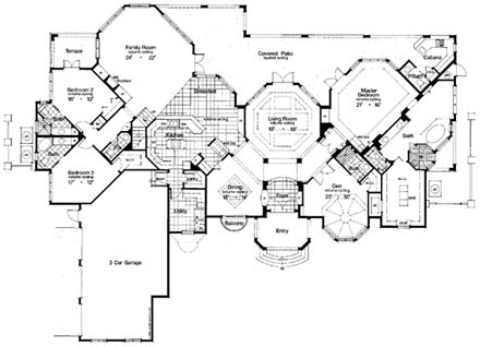 Mediterranean, Victorian House Plan 63075 with 5 Beds, 7 Baths, 3 Car Garage First Level Plan