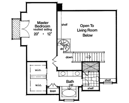 Coastal House Plan 63110 with 3 Beds, 2 Baths Second Level Plan