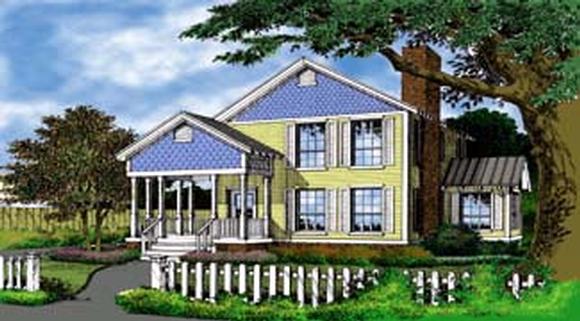 Country, Narrow Lot, Southern, Traditional House Plan 63127 with 1 Beds, 2 Baths Elevation