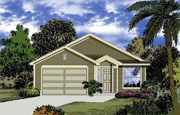 Florida, Traditional House Plan 63137 with 3 Beds, 2 Baths, 2 Car Garage Elevation