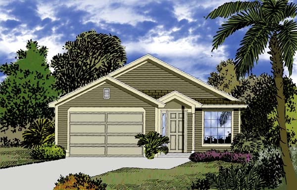 Florida, Traditional House Plan 63137 with 3 Beds, 2 Baths, 2 Car Garage Elevation