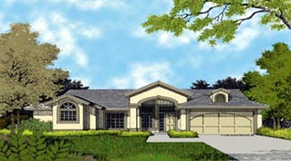 Mediterranean, One-Story House Plan 63141 with 4 Beds, 2 Baths, 2 Car Garage Elevation