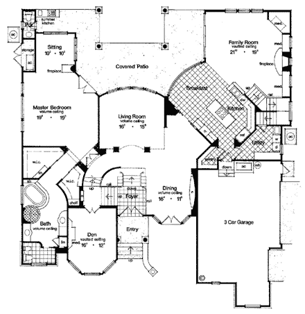Victorian House Plan 63145 with 4 Beds, 4 Baths, 2 Car Garage First Level Plan