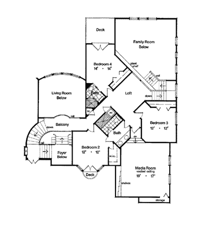 Victorian House Plan 63145 with 4 Beds, 4 Baths, 2 Car Garage Second Level Plan
