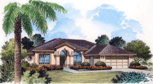 French Country, Mediterranean, Southern House Plan 63162 with 5 Beds, 3 Baths, 2 Car Garage Elevation