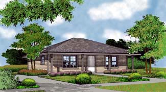Country, Farmhouse, Narrow Lot, Traditional House Plan 63164 with 2 Beds, 1 Baths Elevation