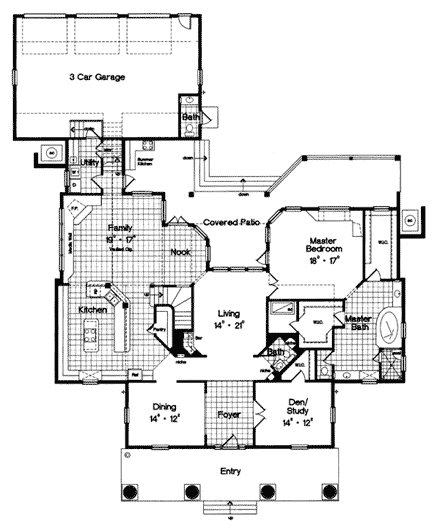 Colonial, Plantation, Southern House Plan 63166 with 5 Beds, 4 Baths, 3 Car Garage First Level Plan
