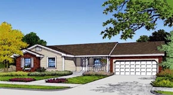 Country, Farmhouse, Traditional House Plan 63170 with 3 Beds, 2 Baths, 2 Car Garage Elevation