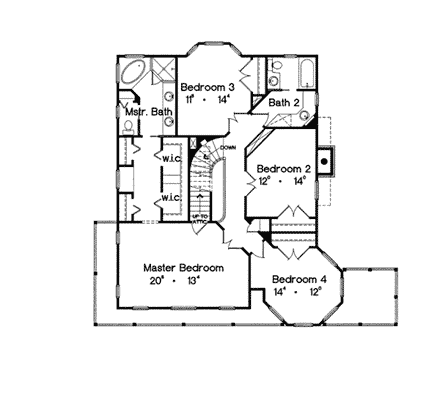Farmhouse, Southern, Victorian House Plan 63171 with 3 Beds, 3 Baths Second Level Plan