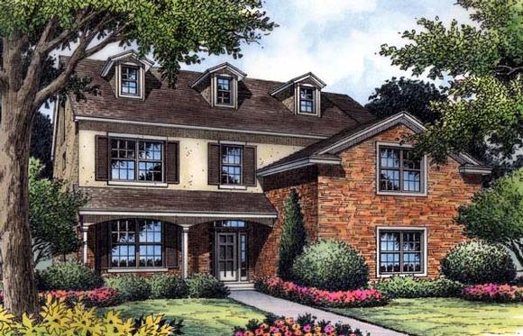 Colonial, Farmhouse, Traditional House Plan 63197 with 5 Beds, 5 Baths, 2 Car Garage Elevation