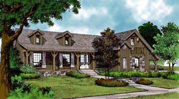 Colonial, Country, Farmhouse, One-Story, Traditional House Plan 63200 with 3 Beds, 2 Baths, 2 Car Garage Elevation