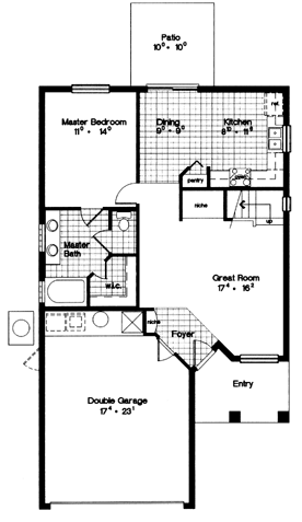 Contemporary, Florida, Mediterranean, Narrow Lot House Plan 63202 with 4 Beds, 2 Baths, 2 Car Garage First Level Plan