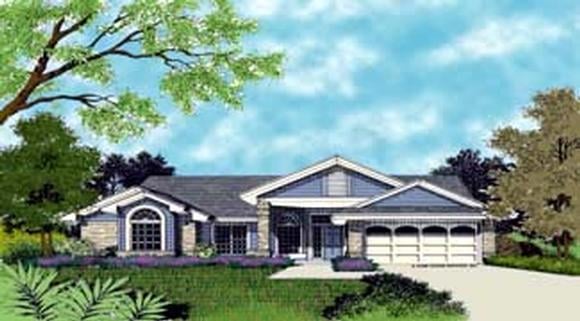 Contemporary, Florida House Plan 63208 with 4 Beds, 2 Baths, 2 Car Garage Elevation