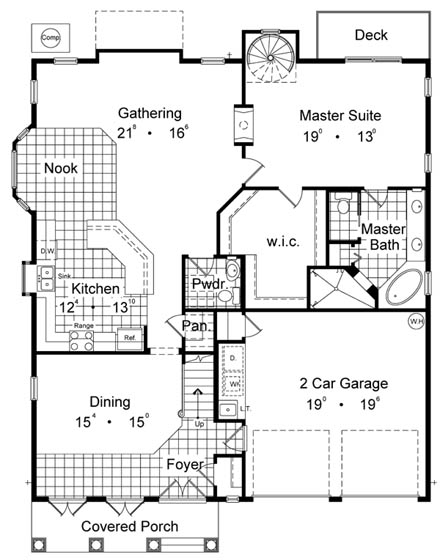 Florida, Mediterranean House Plan 63214 with 4 Beds, 4 Baths, 2 Car Garage First Level Plan