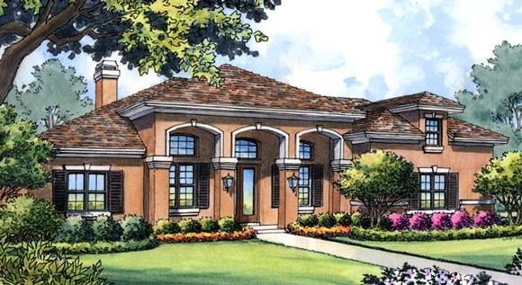 Colonial, Contemporary, Mediterranean House Plan 63216 with 4 Beds, 3 Baths, 3 Car Garage Elevation