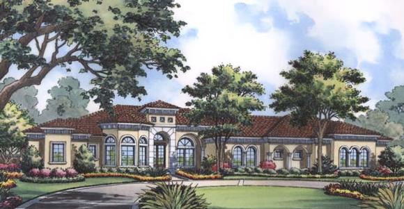 Florida, Mediterranean House Plan 63225 with 4 Beds, 6 Baths, 3 Car Garage Elevation
