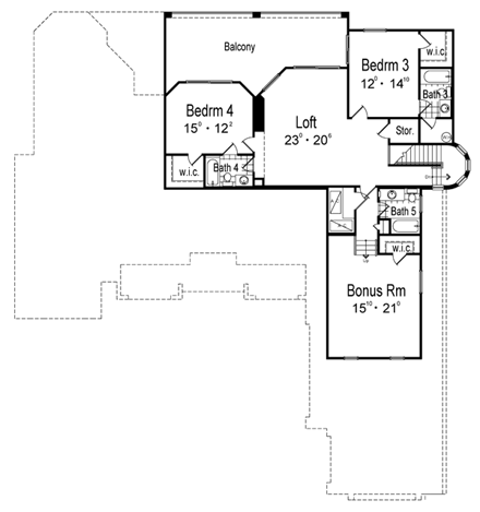 Florida, Mediterranean House Plan 63228 with 5 Beds, 6 Baths, 3 Car Garage Second Level Plan