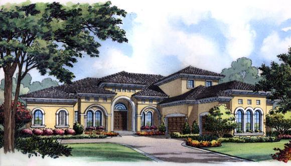 Florida, Mediterranean House Plan 63228 with 5 Beds, 6 Baths, 3 Car Garage Elevation