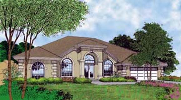 Florida, One-Story House Plan 63248 with 4 Beds, 3 Baths, 2 Car Garage Elevation