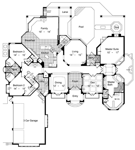 Victorian House Plan 63260 with 4 Beds, 4 Baths, 3 Car Garage First Level Plan