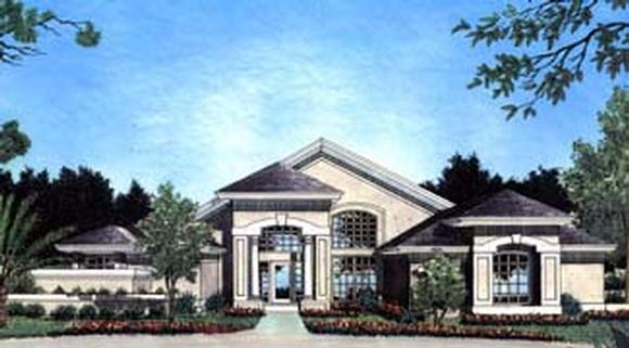 Contemporary, Farmhouse, Mediterranean, One-Story House Plan 63280 with 4 Beds, 3 Baths, 2 Car Garage Elevation