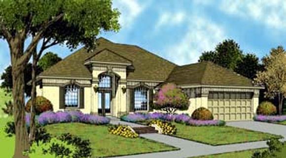 Contemporary, Florida, Mediterranean, One-Story House Plan 63286 with 3 Beds, 2 Baths, 2 Car Garage Elevation