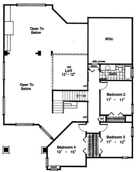 Contemporary, Florida, Mediterranean House Plan 63300 with 4 Beds, 3 Baths, 3 Car Garage Second Level Plan