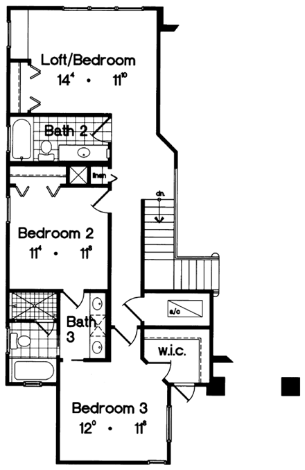 Contemporary, Florida, Mediterranean House Plan 63307 with 4 Beds, 4 Baths, 2 Car Garage Second Level Plan