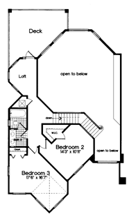Contemporary, Florida, Mediterranean House Plan 63332 with 3 Beds, 3 Baths, 2 Car Garage Second Level Plan