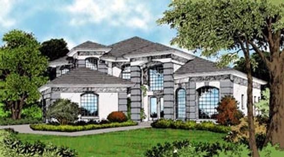 Contemporary, Florida, Mediterranean House Plan 63332 with 3 Beds, 3 Baths, 2 Car Garage Elevation