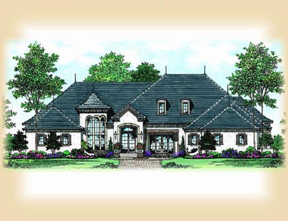 European, French Country, Mediterranean House Plan 63385 with 5 Beds, 7 Baths, 4 Car Garage Elevation
