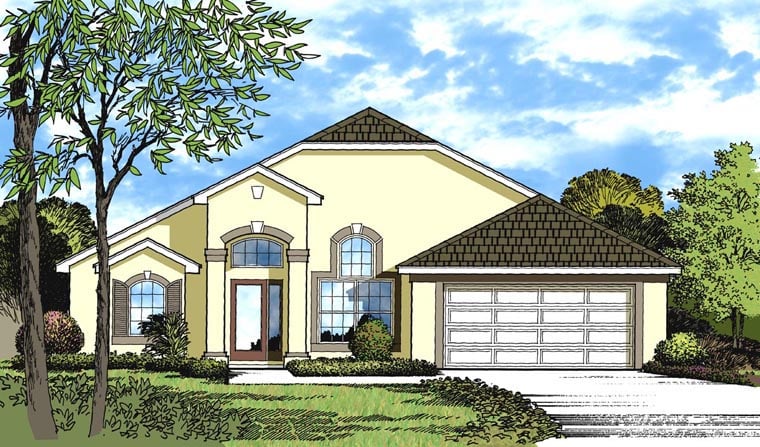 House Plan 63389 - Mediterranean Style with 1423 Sq Ft, 3 Bed, 2