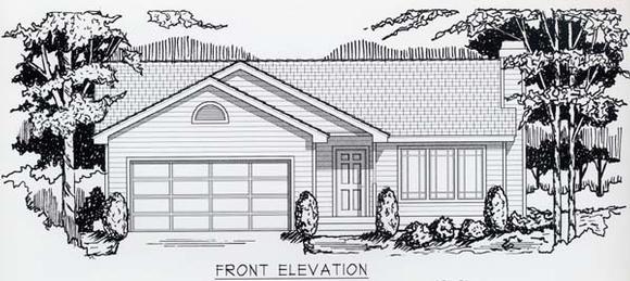 Ranch, Traditional House Plan 63500 with 2 Beds, 1 Baths, 2 Car Garage Elevation