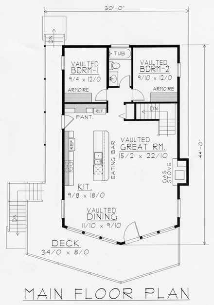 House Plan 63503 with 4 Beds, 2 Baths First Level Plan