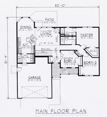Country, European House Plan 63506 with 3 Beds, 2 Baths, 2 Car Garage First Level Plan