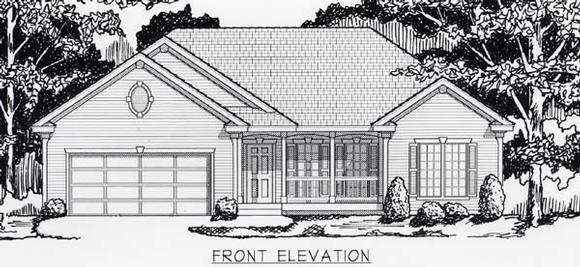 Country, European House Plan 63506 with 3 Beds, 2 Baths, 2 Car Garage Elevation