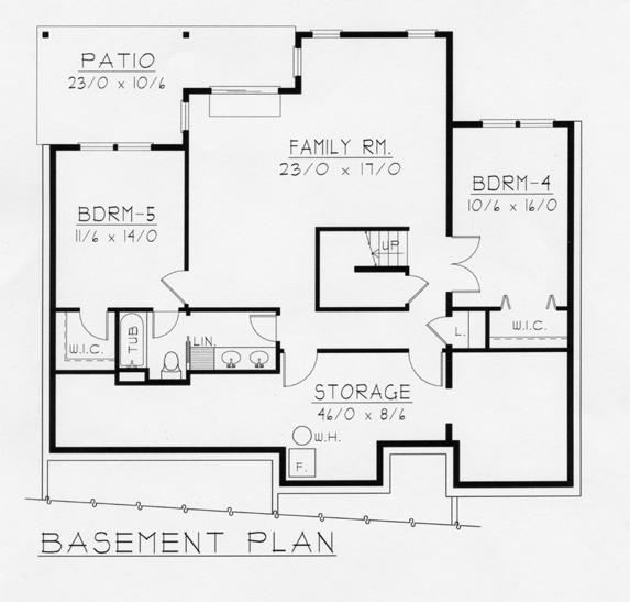 Craftsman House Plan 63513 with 5 Beds, 3 Baths, 2 Car Garage Lower Level