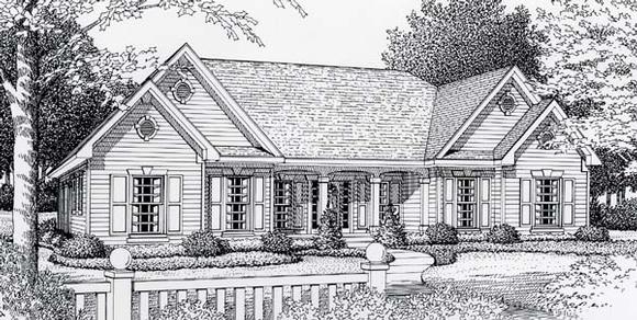 Country, European House Plan 63515 with 3 Beds, 2 Baths, 2 Car Garage Elevation