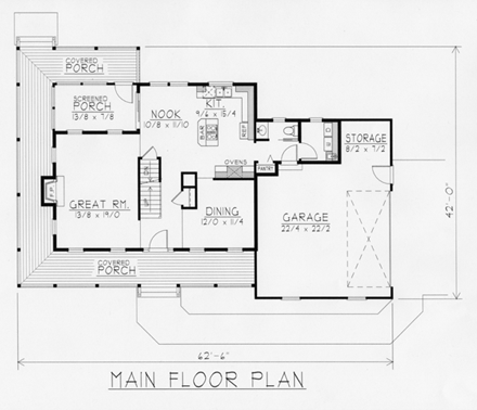 Country House Plan 63516 with 3 Beds, 3 Baths, 2 Car Garage First Level Plan