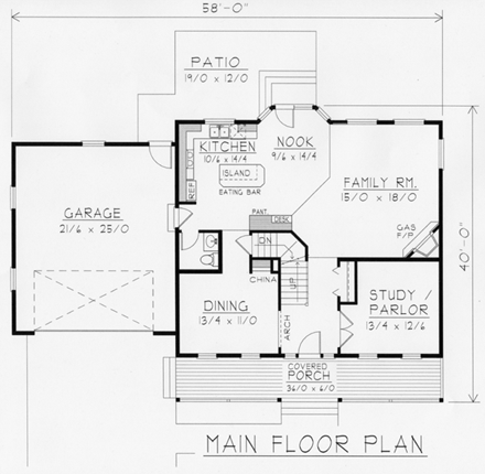 Victorian House Plan 63522 with 3 Beds, 3 Baths, 3 Car Garage First Level Plan