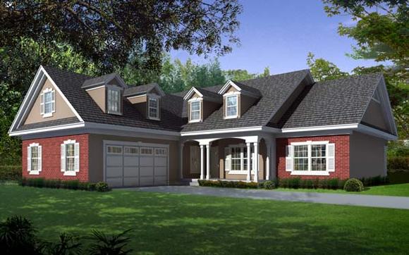 Country, European House Plan 63533 with 3 Beds, 2 Baths, 2 Car Garage Elevation