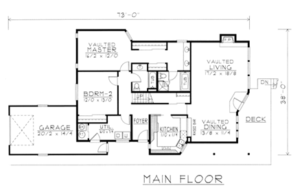 House Plan 63536 with 3 Beds, 3 Baths, 1 Car Garage First Level Plan