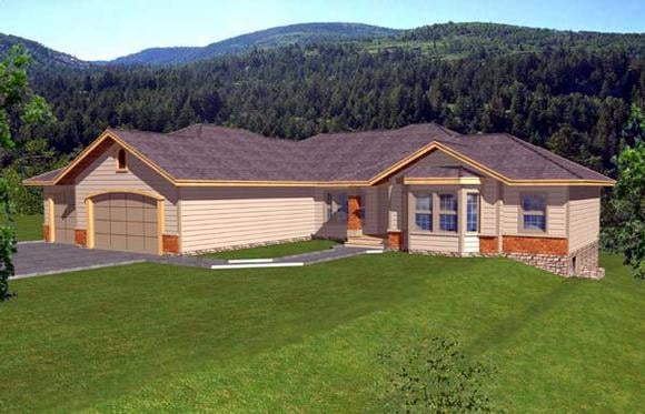 Contemporary, Ranch House Plan 63542 with 7 Beds, 4 Baths, 3 Car Garage Elevation