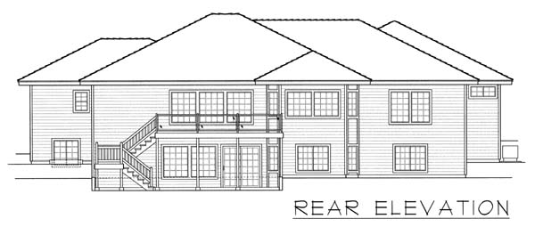 Contemporary, Ranch House Plan 63542 with 7 Beds, 4 Baths, 3 Car Garage Rear Elevation