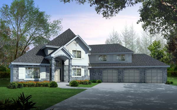 Country, European House Plan 63546 with 3 Beds, 3 Baths, 3 Car Garage Elevation