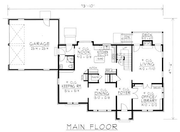 Tudor House Plan 63549 with 3 Beds, 3 Baths, 2 Car Garage Level One