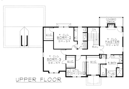 Tudor House Plan 63549 with 3 Beds, 3 Baths, 2 Car Garage Second Level Plan